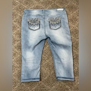 Wallflower:woman’s size 17 with two back pockets with flower sequins  faded fron